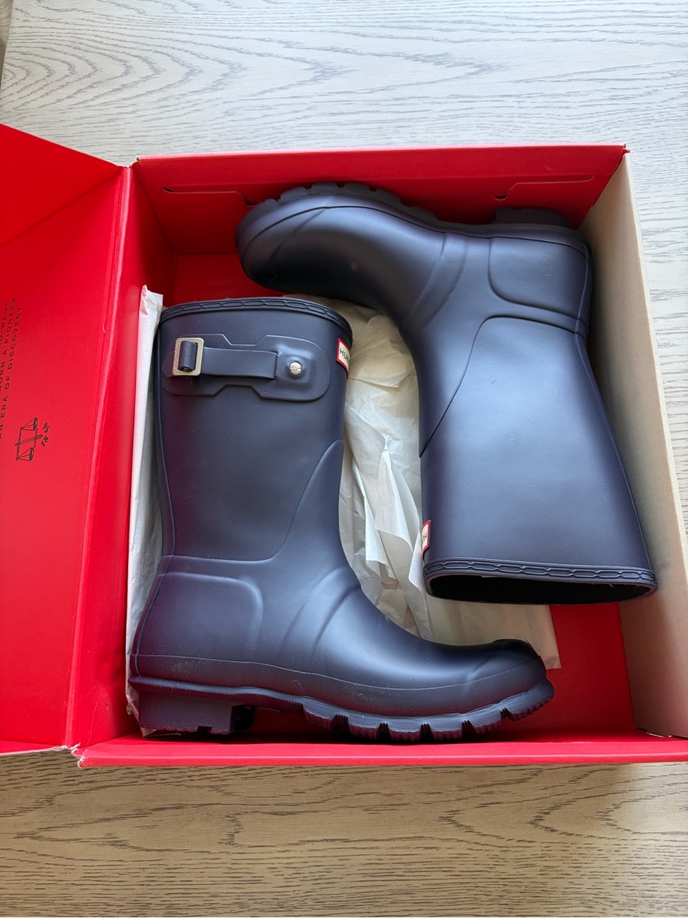 Hunter Black Rubber Rain Boots with Interior Logo - Picture 5 of 6